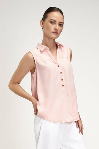 Chemise Sans Manches Rose - Vue de face