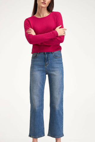 Ensemble Jean Taille Haute et Pull Maille Rose - Marc Lorès