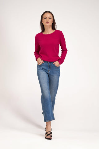 Ensemble Jean Taille Haute et Pull Maille Rose - Marc Lorès